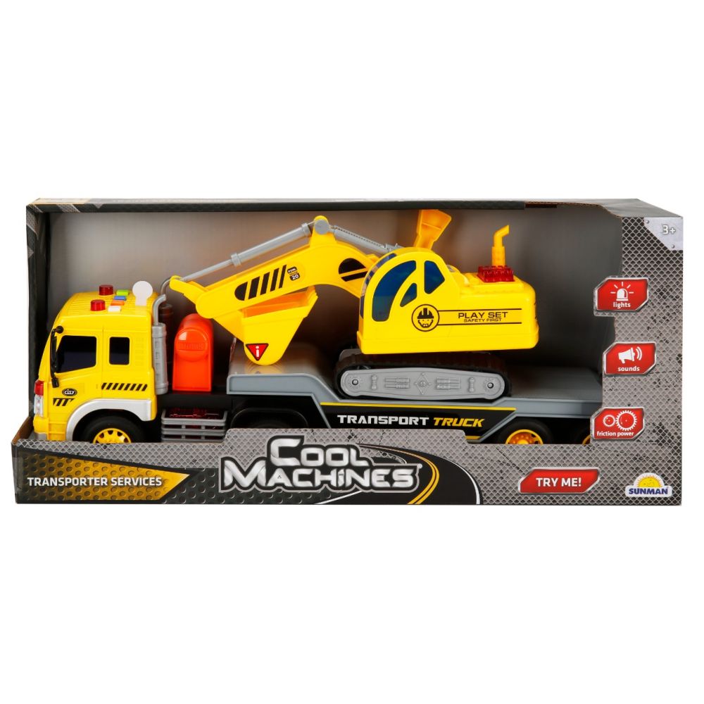 Транспортьор със светлини, звуци и 4 колички, Cool Machines