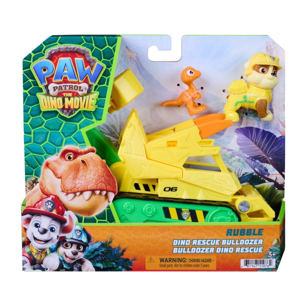 Спасително превозно средство с фигурка, Paw Patrol, Dino Rescue Bulldozer, Rubble, 6075771