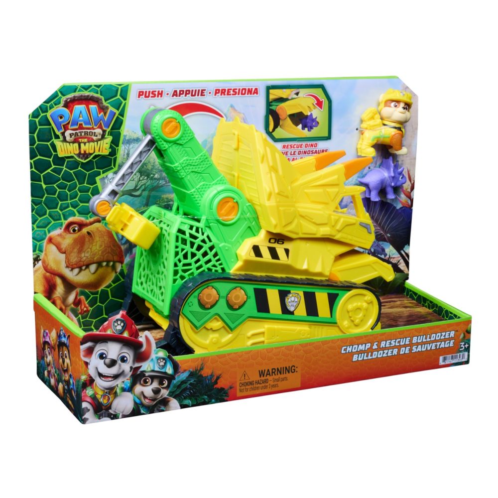 Превозно средство с фигурки, Paw Patrol the Dino Movie, Chomp and Rescue Bulldozer, 6075978