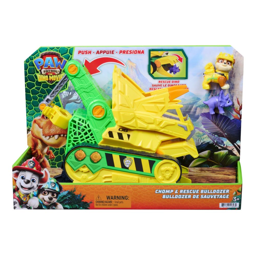 Превозно средство с фигурки, Paw Patrol the Dino Movie, Chomp and Rescue Bulldozer, 6075978