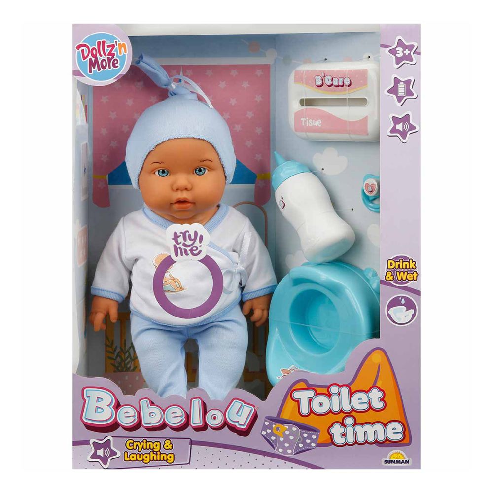 Кукла бебе Bebelou, Dollzn More, Toilet Time, 35 см, син