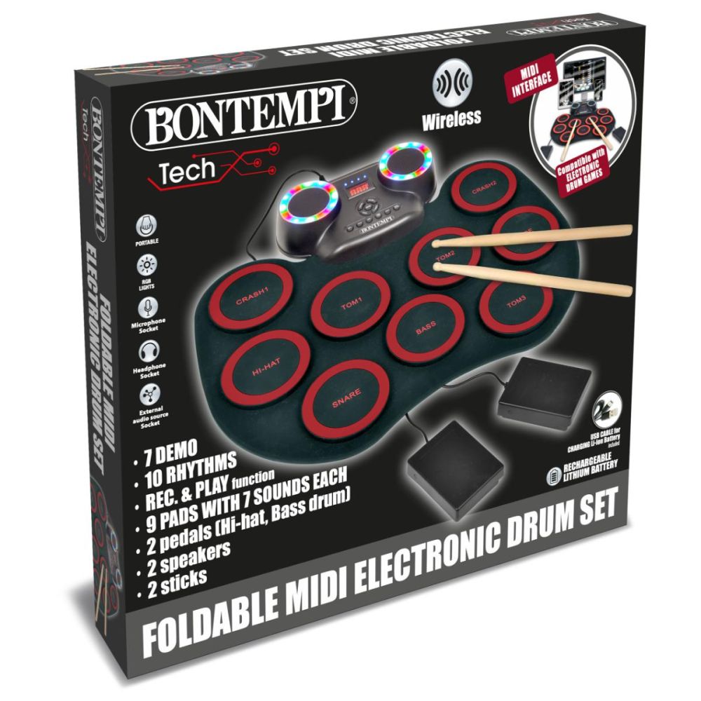 Преносим и сгъваем комплект електронни барабани, Bontempi Tech