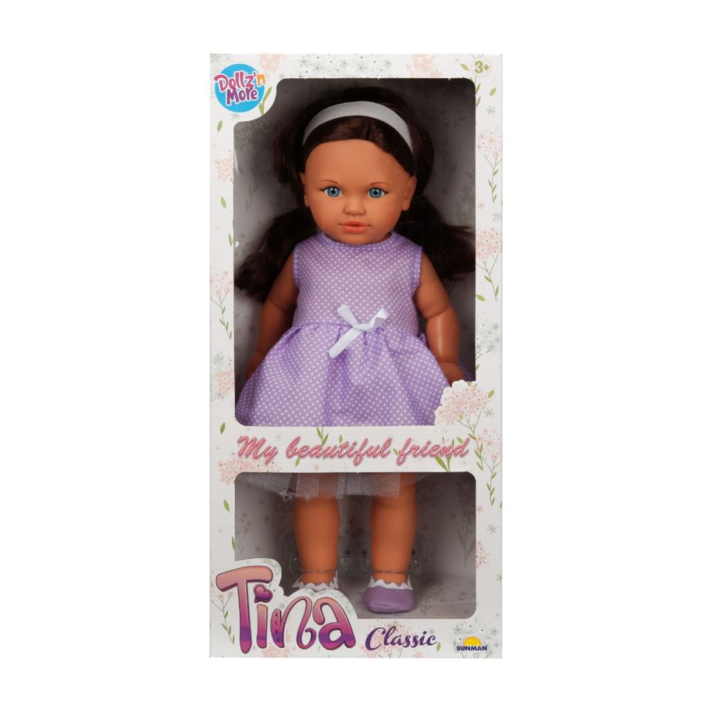 Кукла Тина в парти тоалет, Dollz And More, С виолетова рокля, 45см