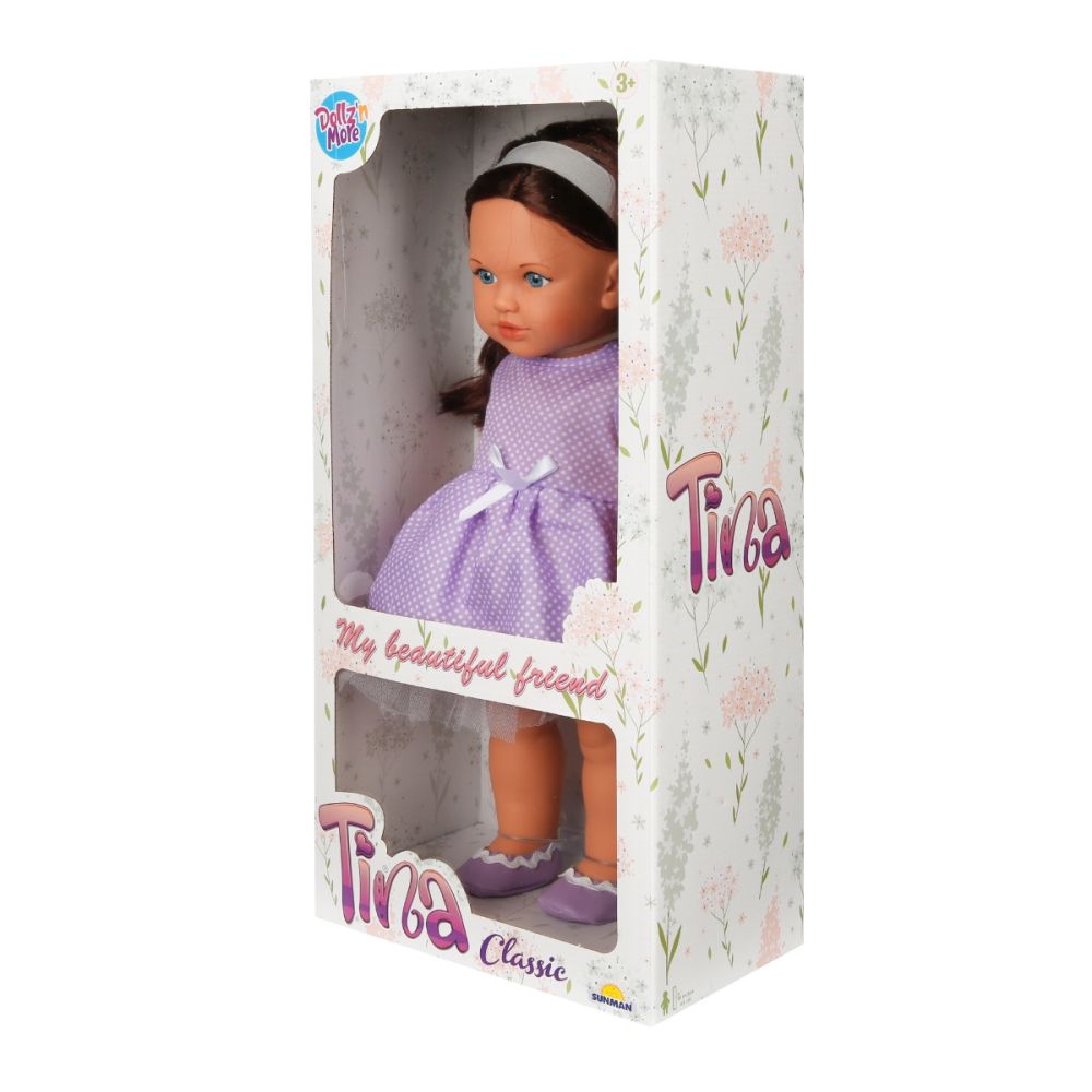 Кукла Тина в парти тоалет, Dollz And More, С виолетова рокля, 45см