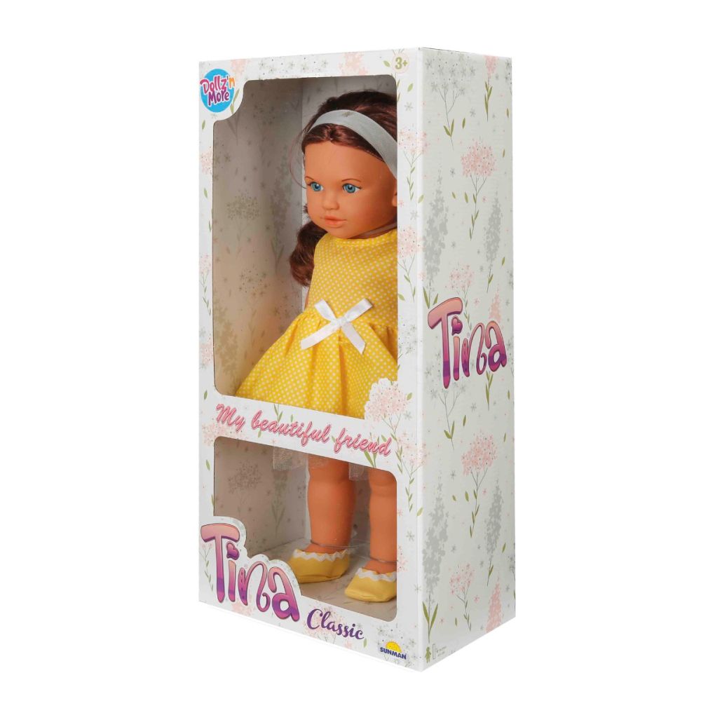 Кукла Тина в парти тоалет, Dollz And More, С жълта рокля, 45см