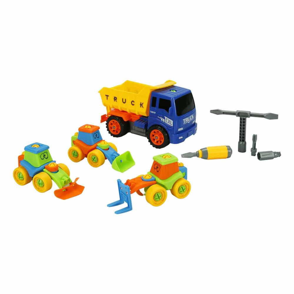 Комплект 4 строителни превозни средства и аксесоари, Zapp Toys, Самосвал