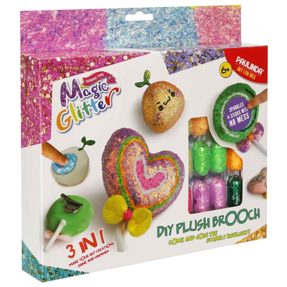 Творчески комплект с брокат Paulinda, Magic Glitter 3In1, Plush Brooch Design