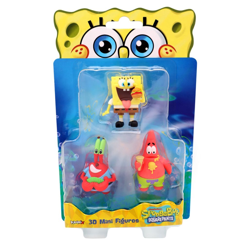 Комплект 3 мини фигурки 3D, SpongeBob SquarePants, 3D