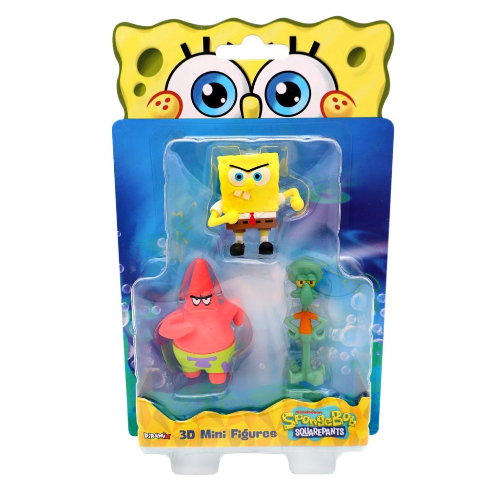 Комплект 3 мини фигурки 3D, SpongeBob SquarePants, 3D