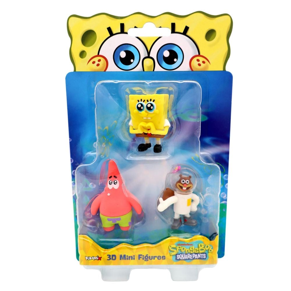Комплект 3 мини фигурки 3D, SpongeBob SquarePants, 3D