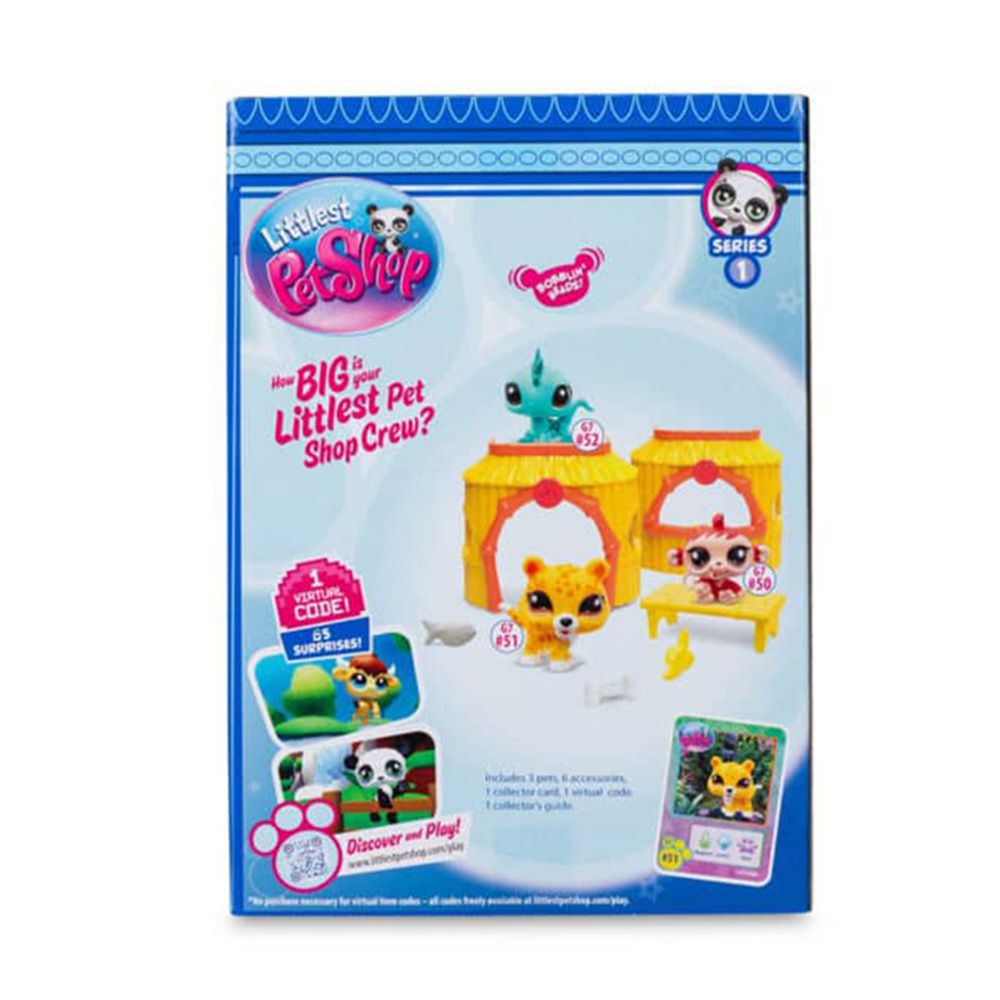Комплект за игра с 3 животни, Littlest Pet Shop, Tiki Jungle