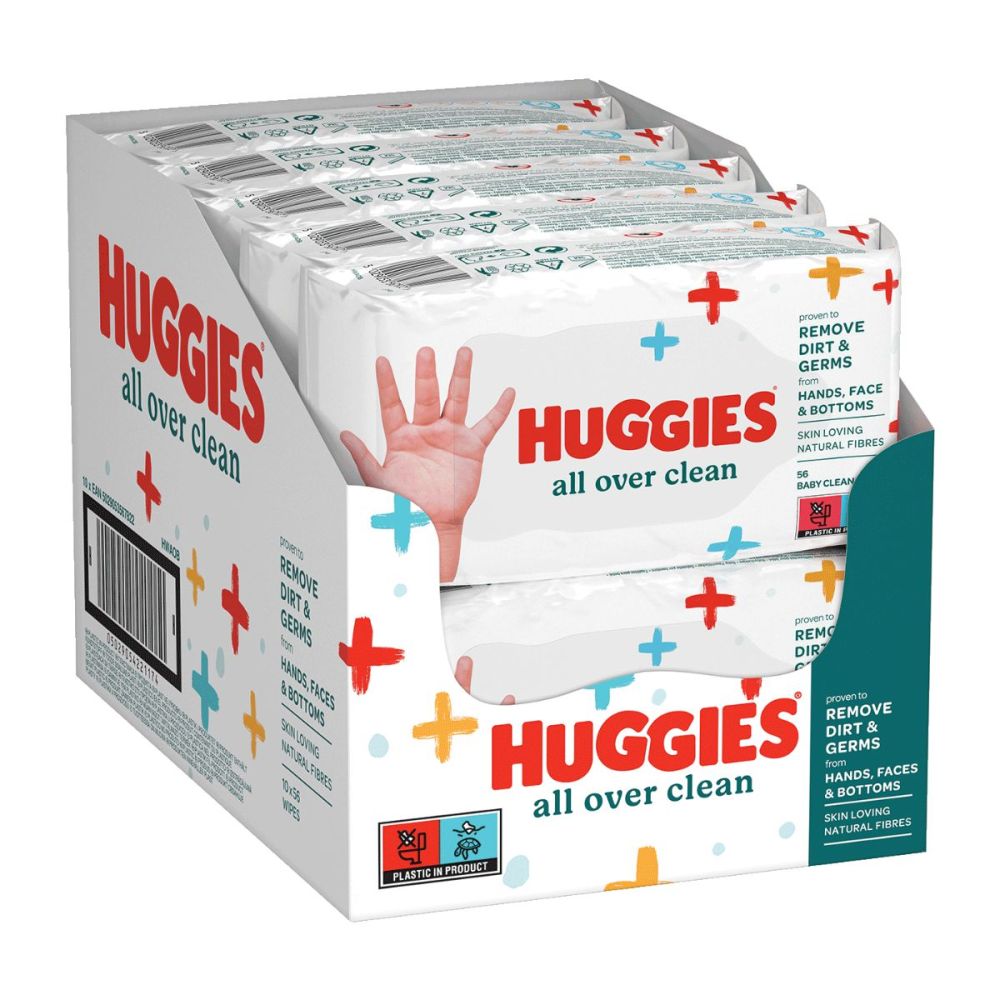 Мокри кърпички за бебета Huggies, All over clean, 56 x 10, 560 бр.