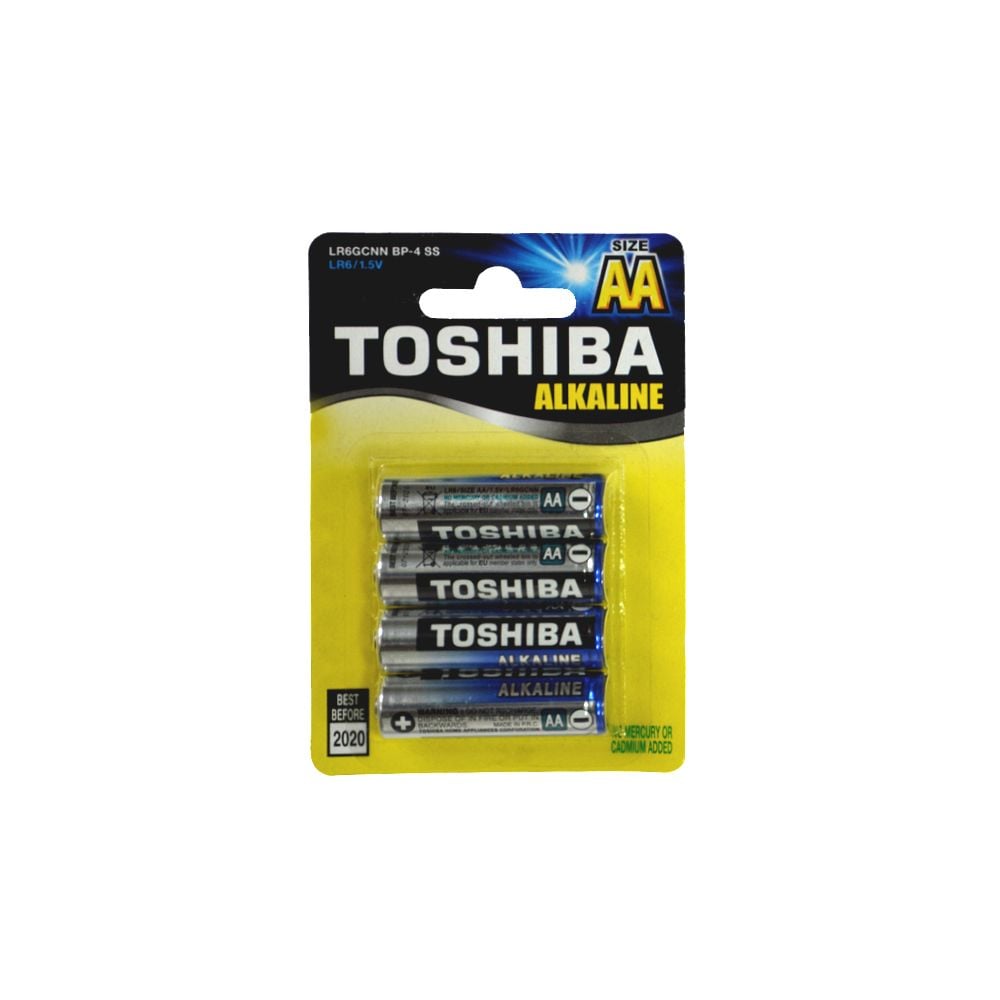 Комплект от 4 алкални батерии Toshiba, R6, Blu Line, AA