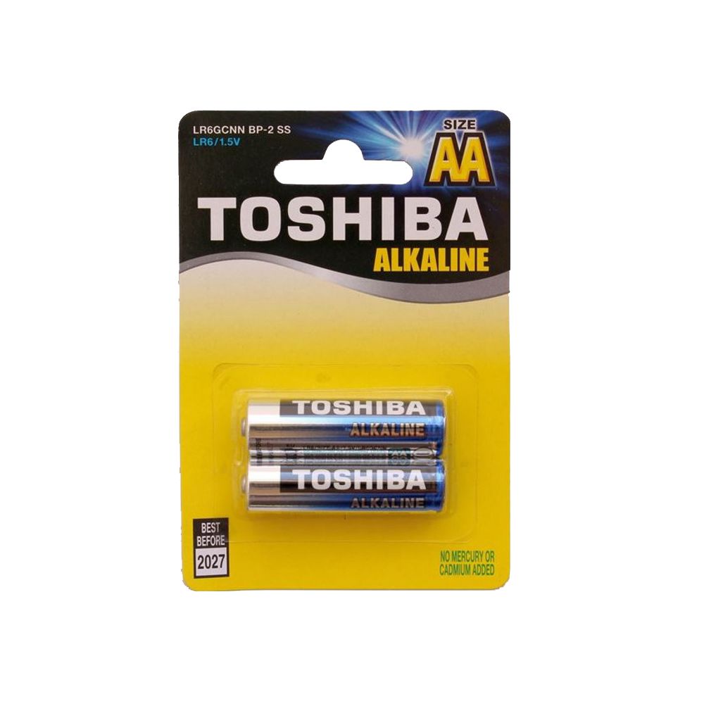 Комплект от 2 алкални батерии Toshiba, R6, Blu Line, AA