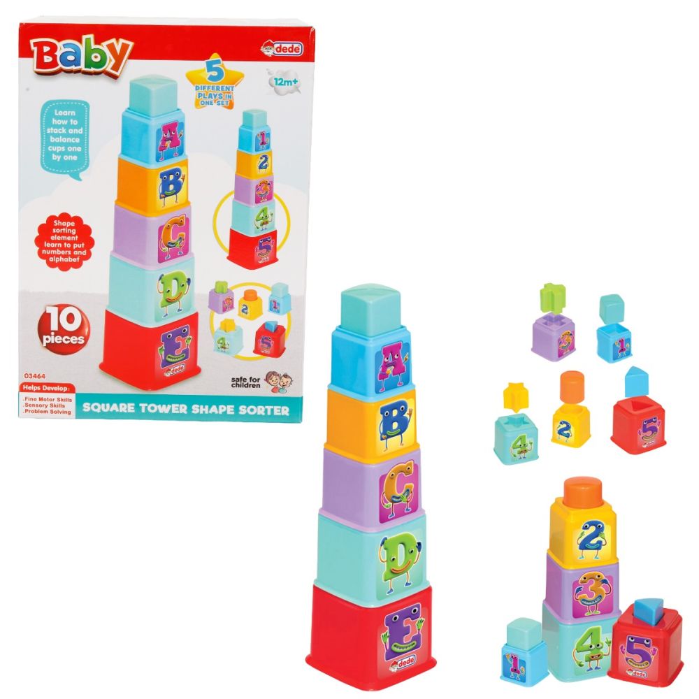 Играчка за сортиране, Dede, Square Tower, 10 части