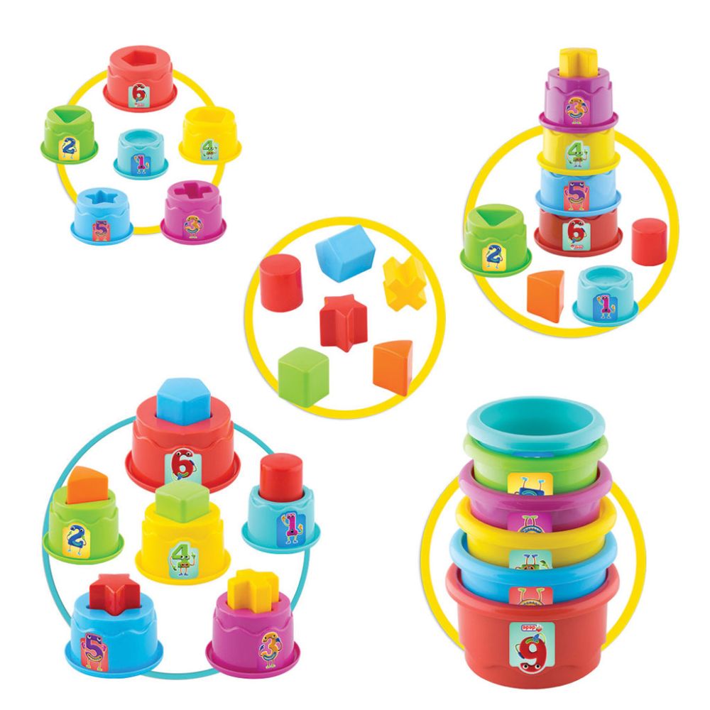 Играчка за сортиране и подреждане, Dede, Happy Towers, 14 части