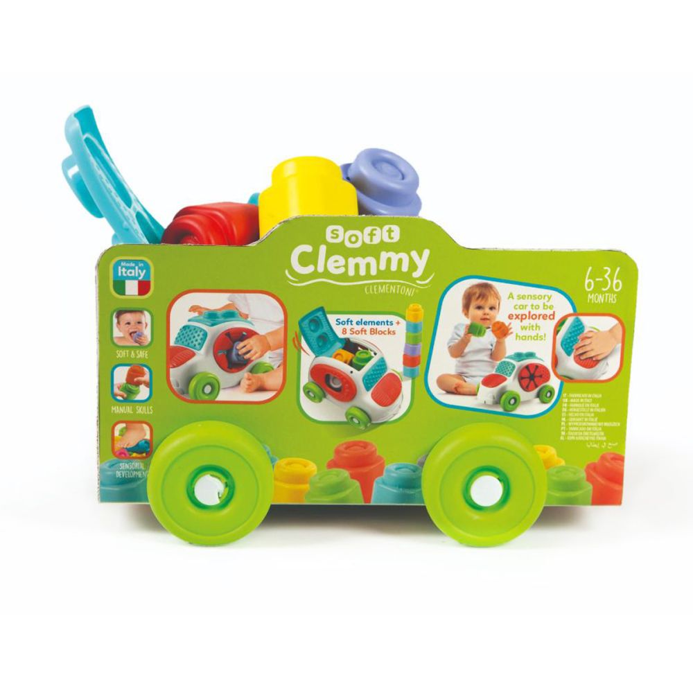 Количка с 8 меки кубчета, Clementoni, Soft Clemmy