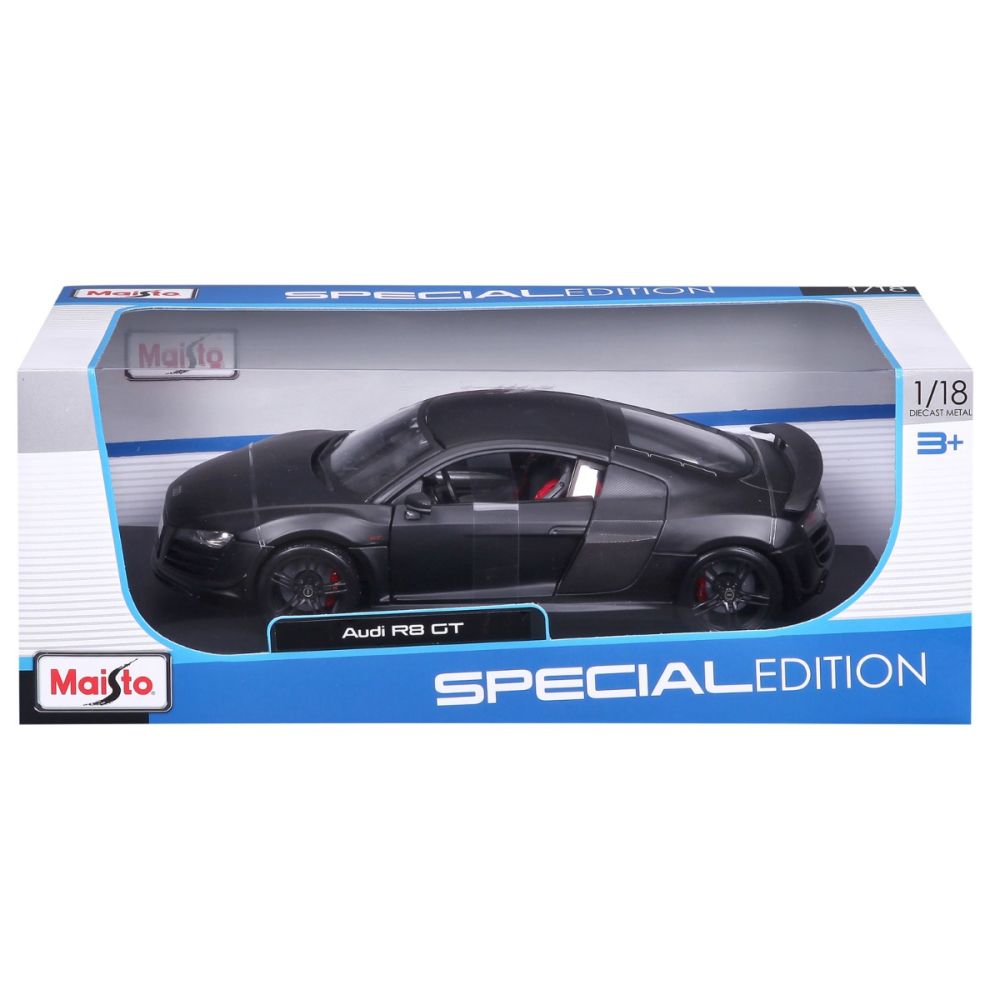 Метална количка, Maisto, Audi R8 GT, 1:18, Черна