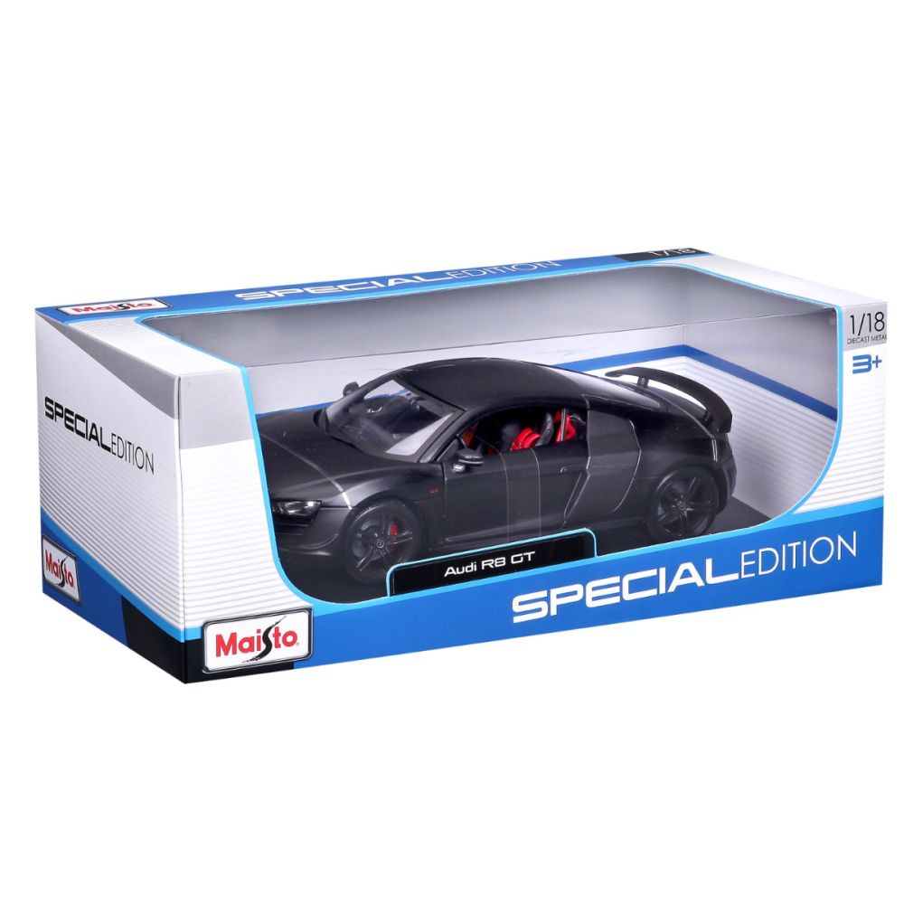 Метална количка, Maisto, Audi R8 GT, 1:18, Черна