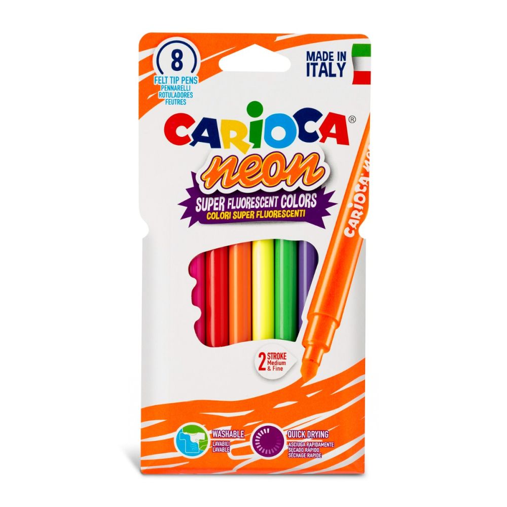 Комплект 8 миещи се маркера, Carioca, Neon