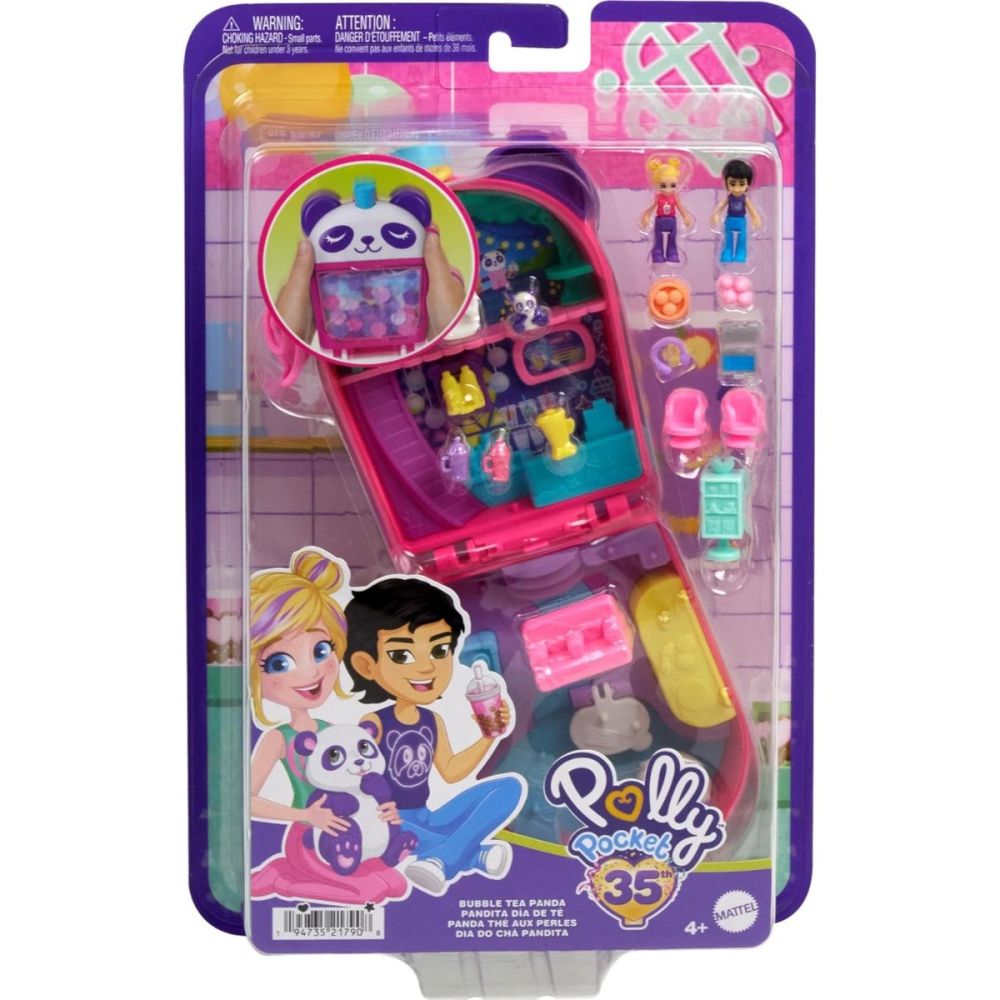 Комплект за игра с 2 кукли и 12 аксесоара Polly Pocket, Bubble Tea Panda, HWN95