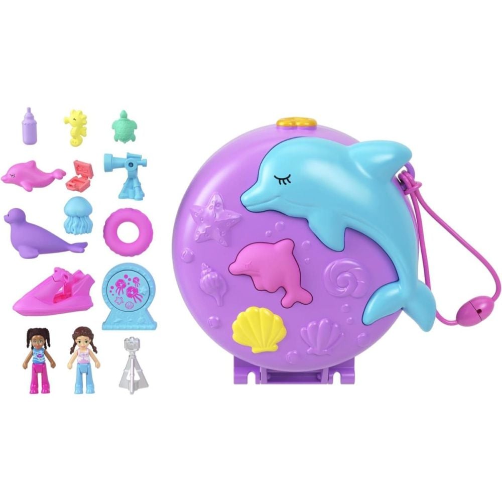 Комплект за игра с 2 кукли и 12 аксесоара Polly Pocket, Dolphin Rescue and Play, HWN96