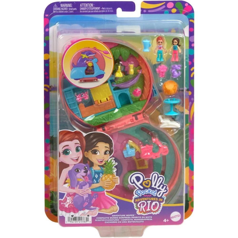Комплект за игра с 2 кукли и 12 аксесоара Polly Pocket, Adventure Moped, HWN98