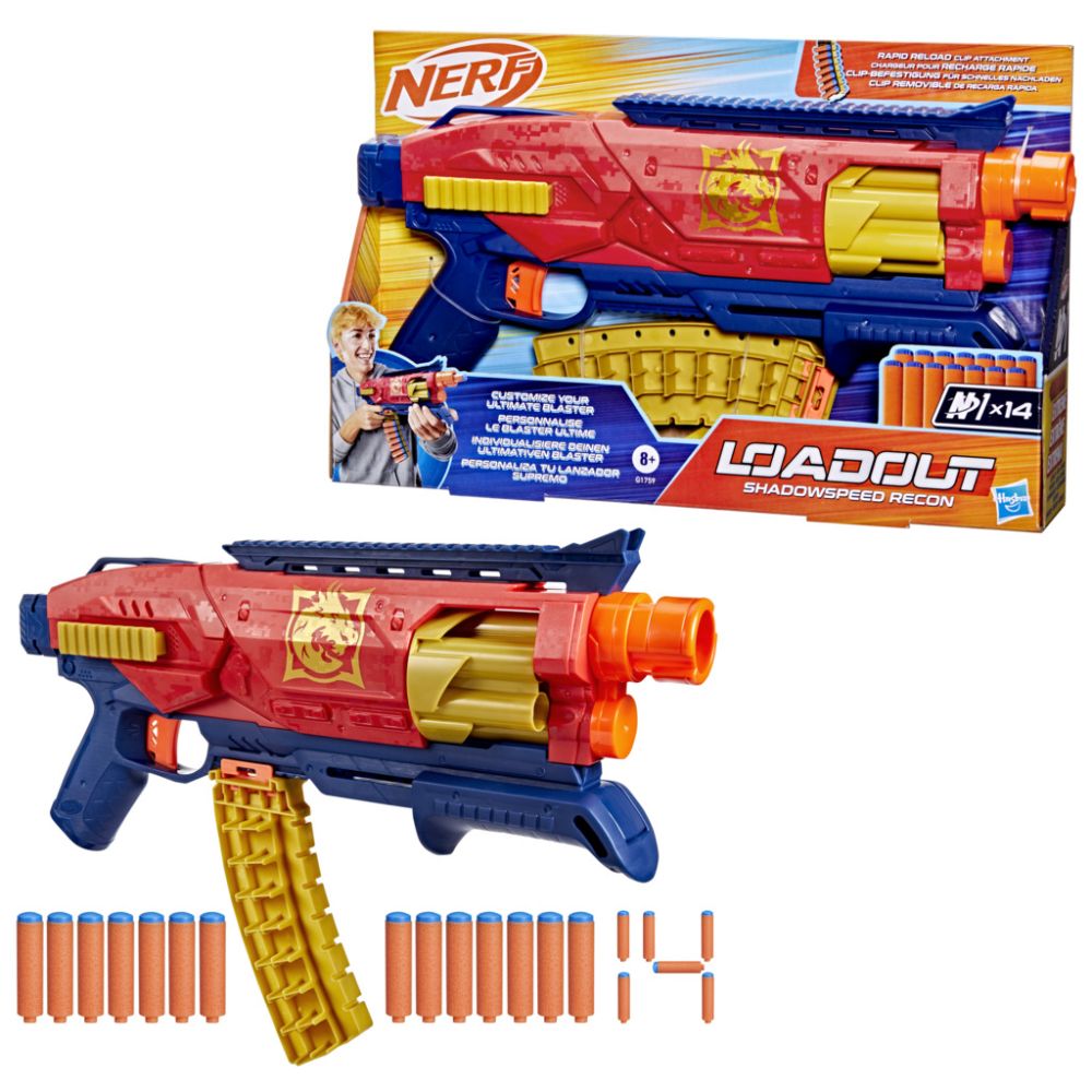 Бластер с 14 дунапренени стрелички, Nerf Loadout, Shadowspeed Recon, G1759