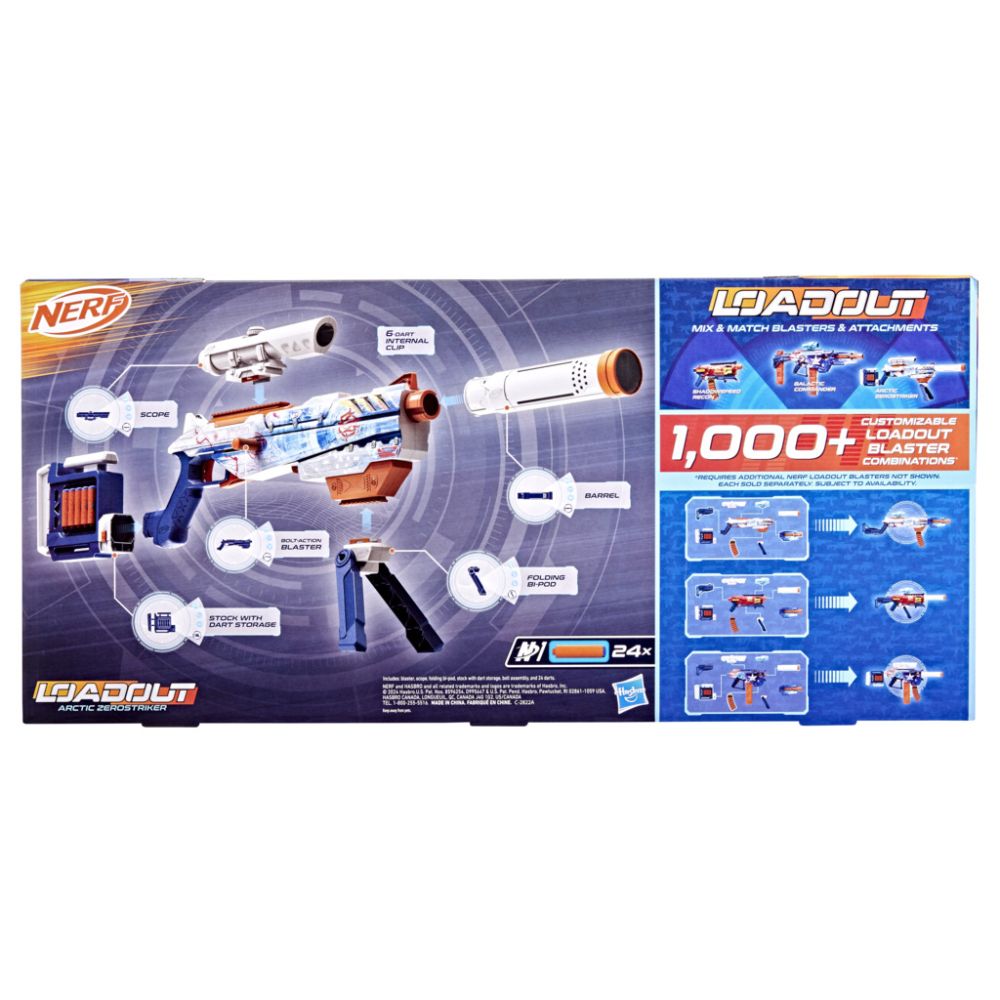 Бластер с 24 дунапренени стрелички, Nerf Loadout, Artctic Zerostricker, G1763