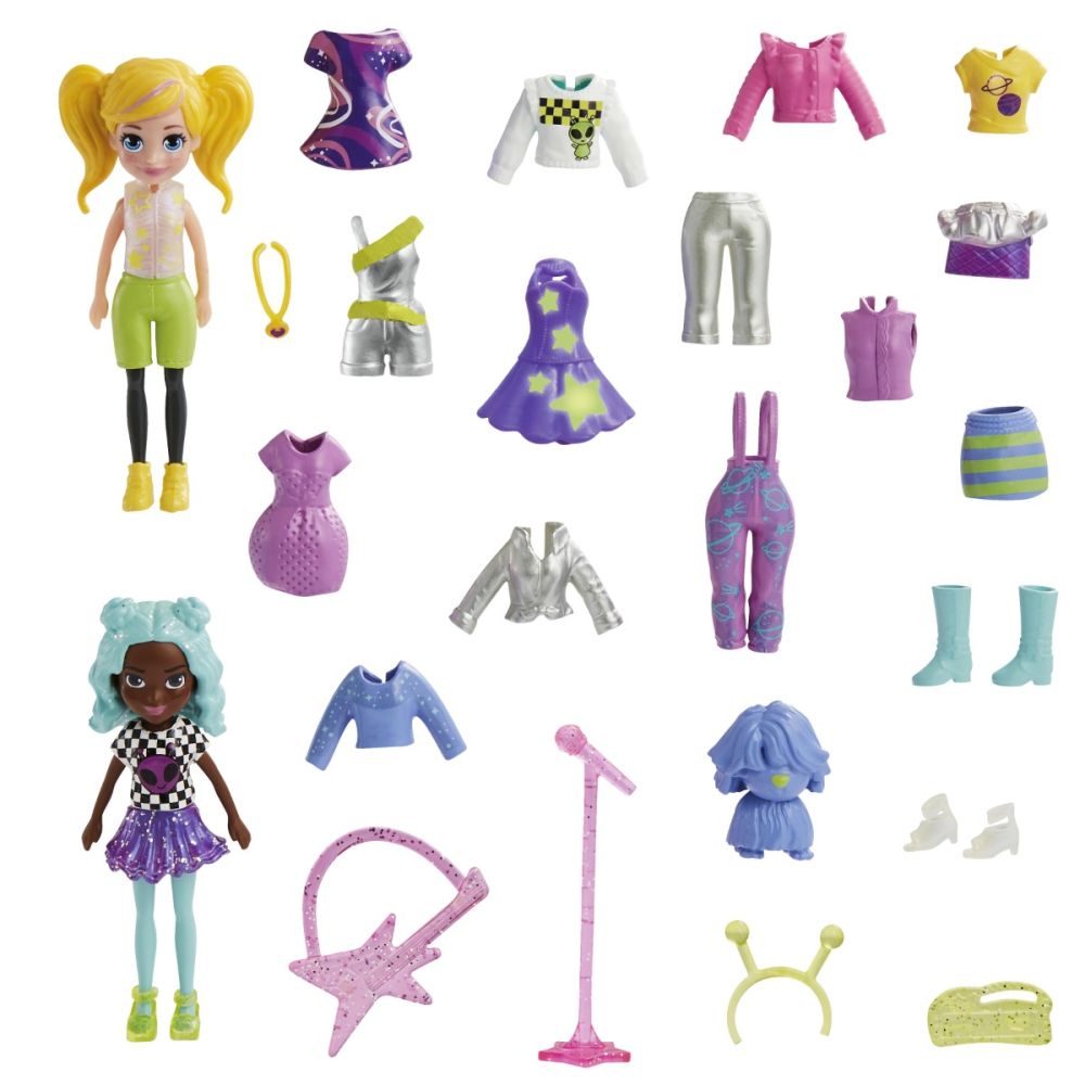 Комплект 2 кукли с дрехи и аксесоари, Polly Pocket, HKV97