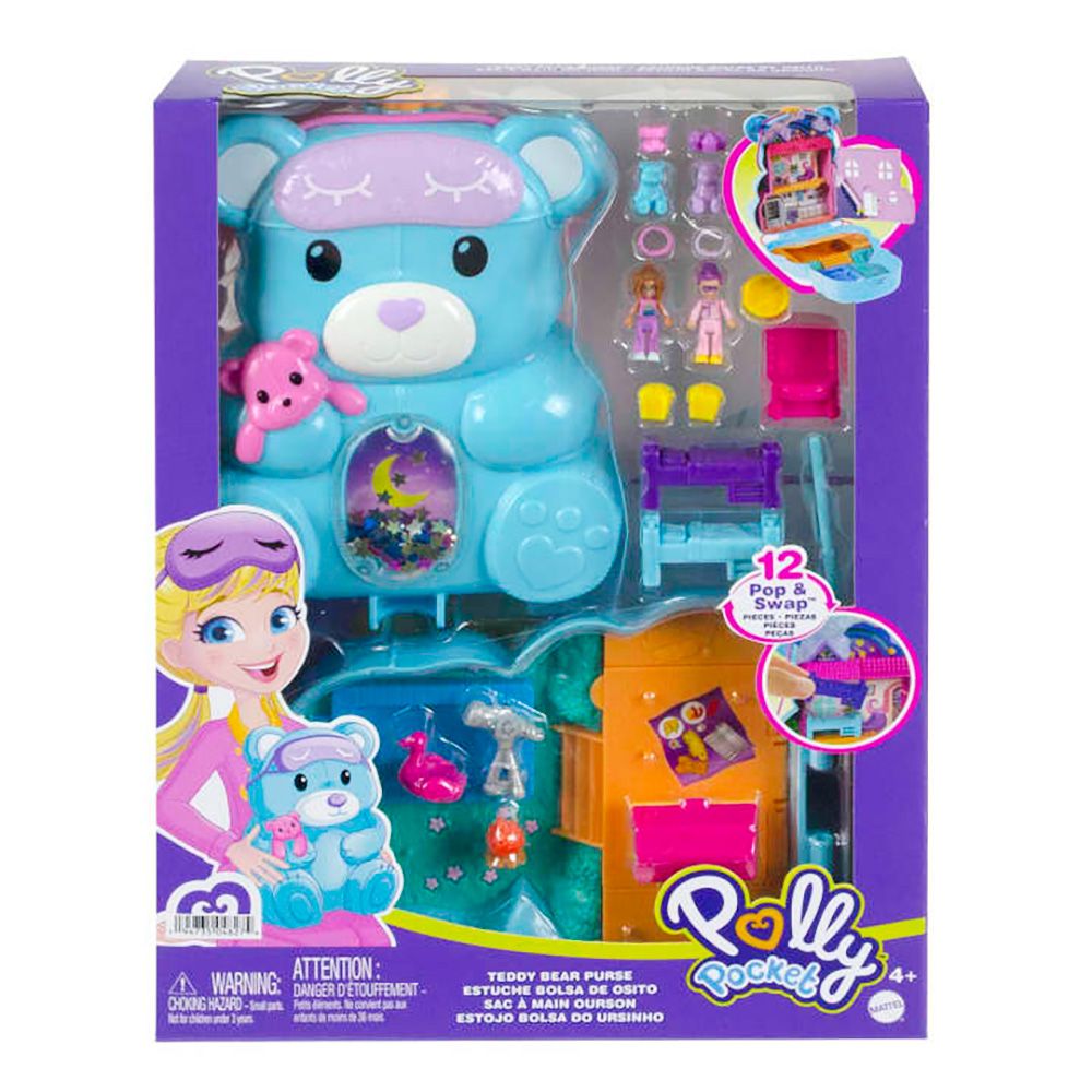 Комплект за игра с 2 кукли и аксесоари в чанта, Polly Pocket, Teddy Bear, HGC39