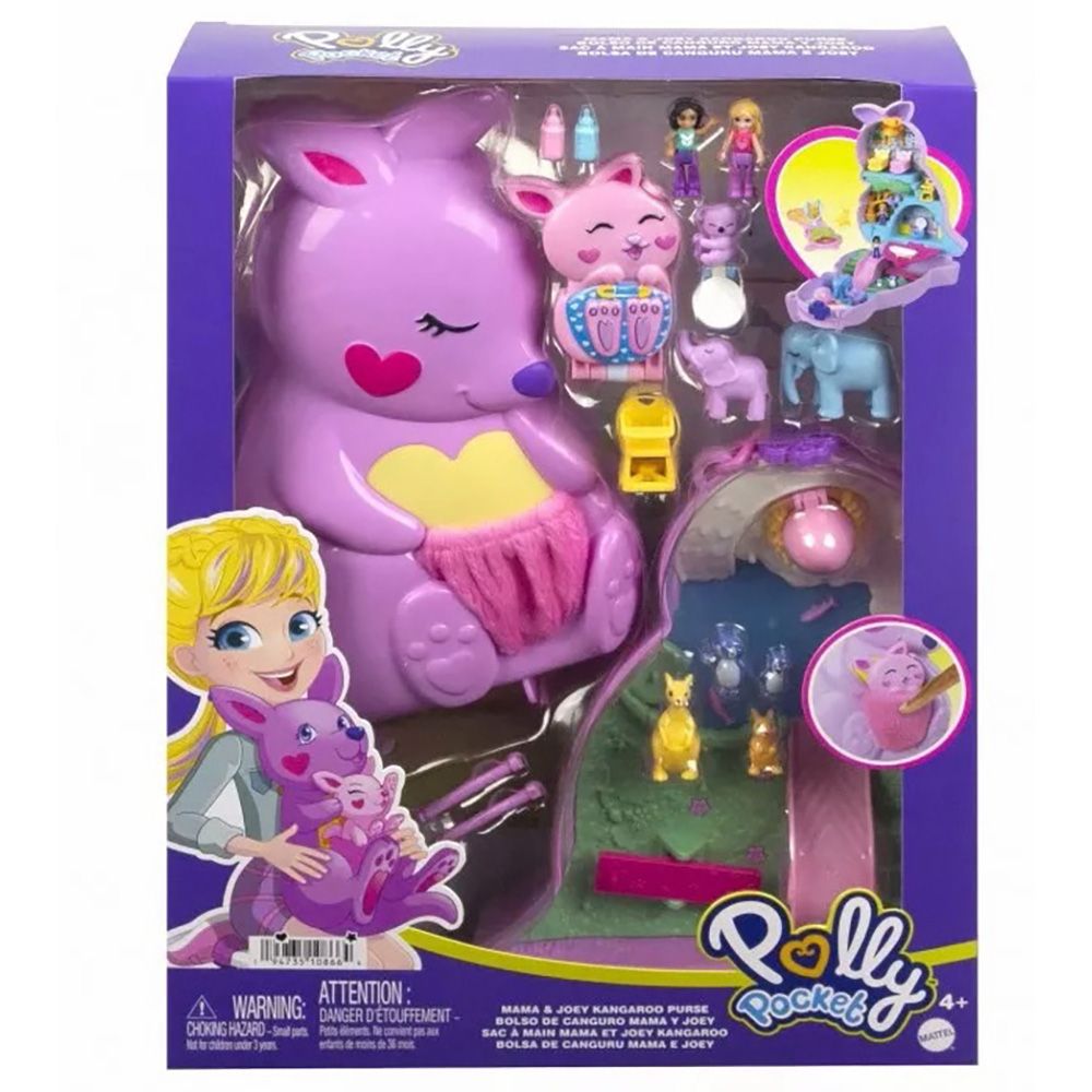 Комплект за игра с 2 кукли и аксесоари в чанта, Polly Pocket, Mama and Joey Kangaroo, HKV50