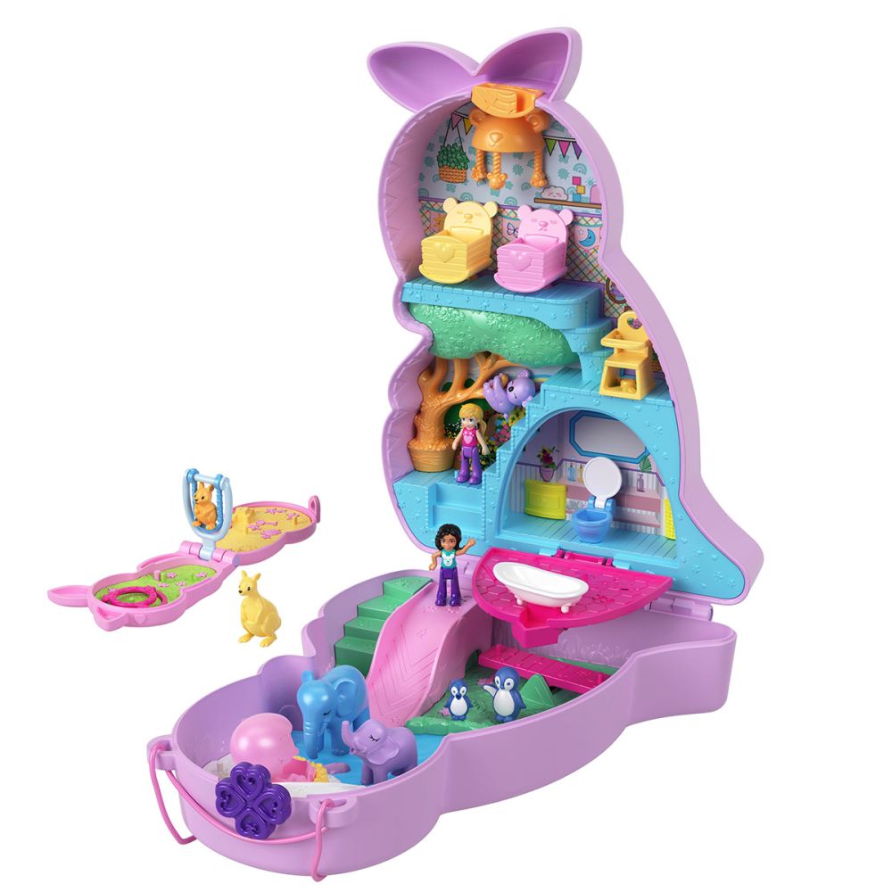 Комплект за игра с 2 кукли и аксесоари в чанта, Polly Pocket, Mama and Joey Kangaroo, HKV50