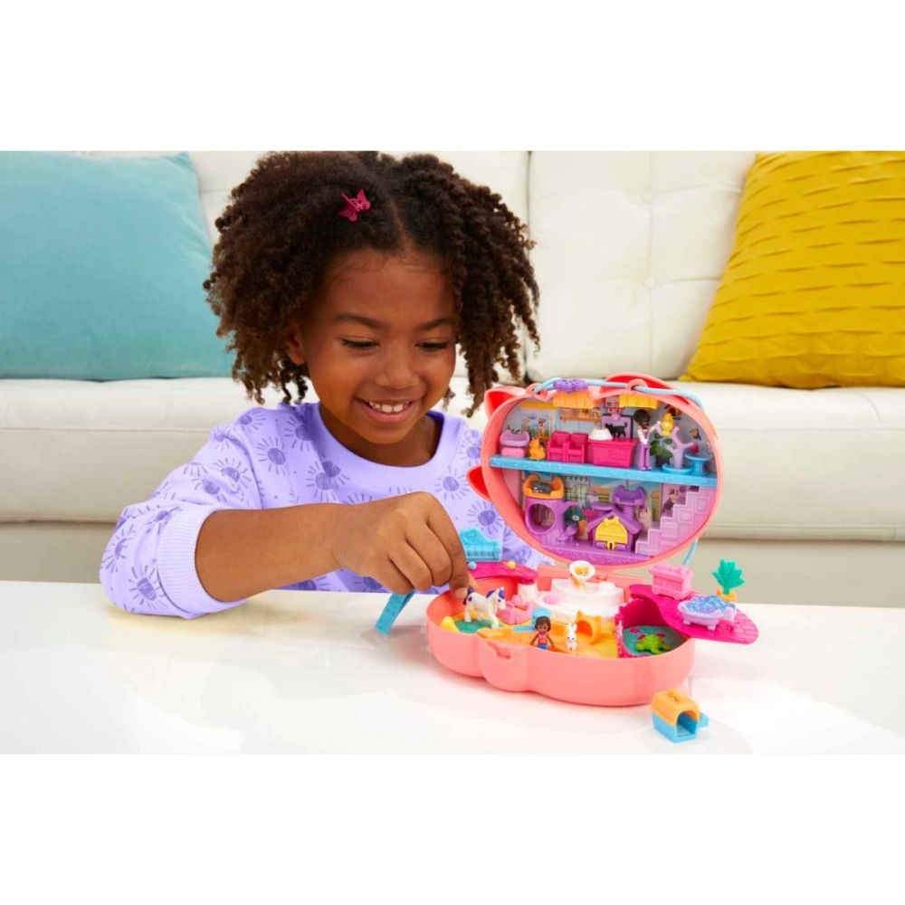 Комплект за игра с 2 кукли и аксесоари в чанта, Polly Pocket, Starring Shani Cuddly Cat, HGT16