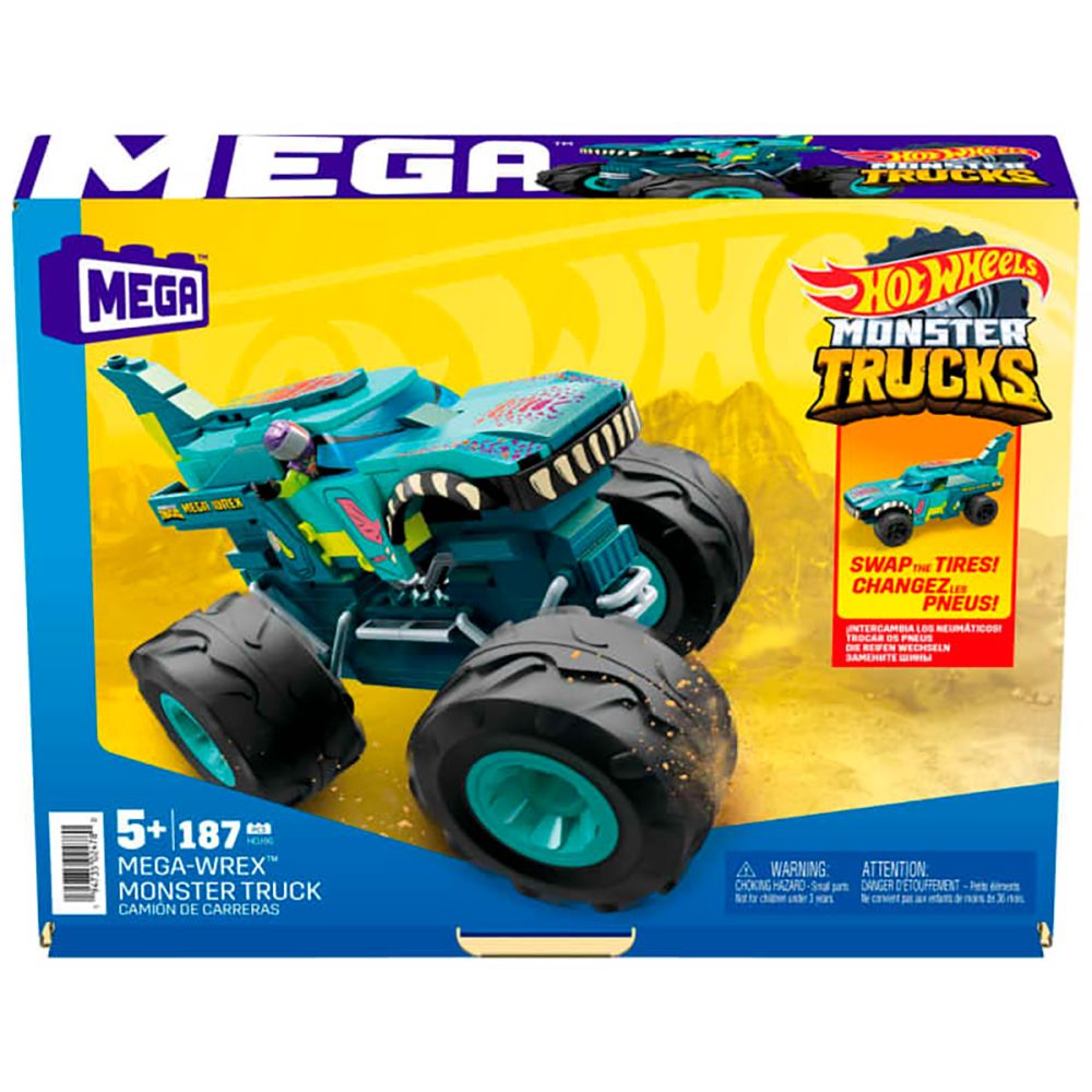 Строителен комплект, Hot Wheels, Monster Truck, Mega Wrex, 187 части, HDJ95