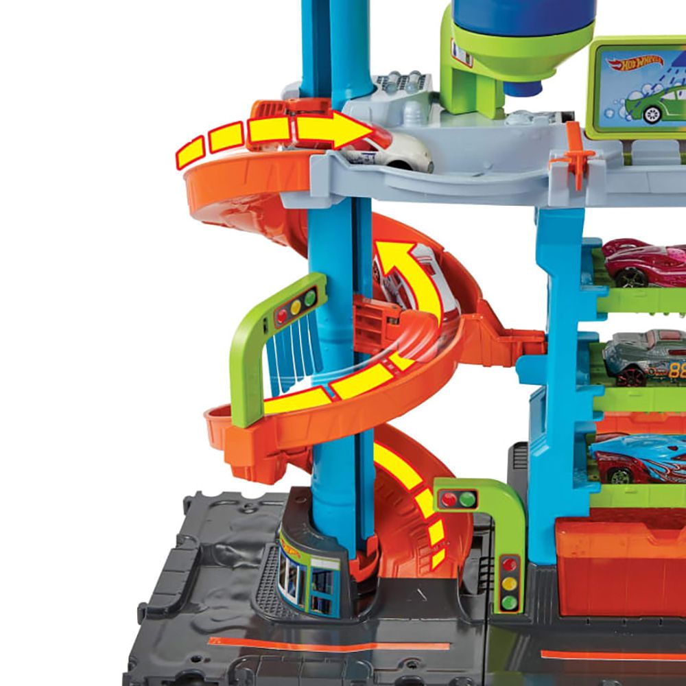 Комплект за игра с кола, Hot Wheels, Mega Tower, Автомивка, HDP05