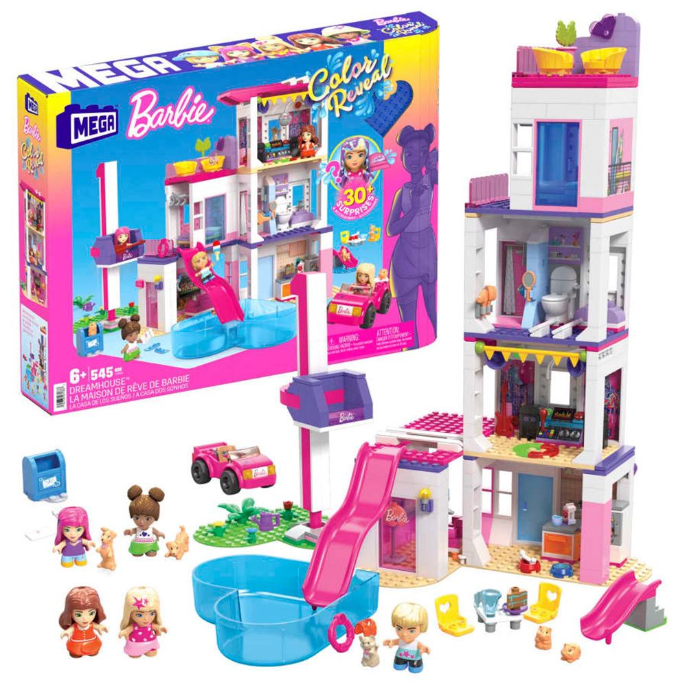 Комплект за игра с мини кукли изненада, Mega Bloks, Barbie Color Reveal, Dreamhouse, HHM01