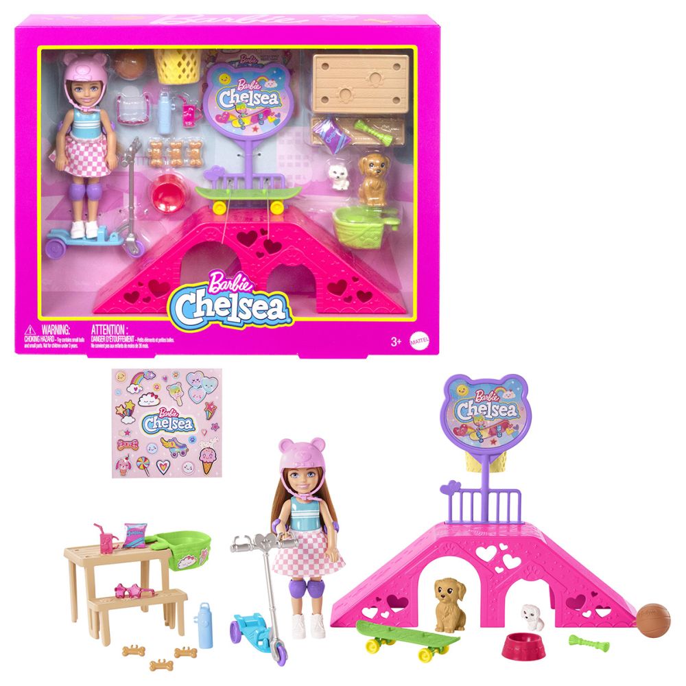 Комплект за игра, кукла със скейтборд и аксесоари, Barbie, Chelsea
