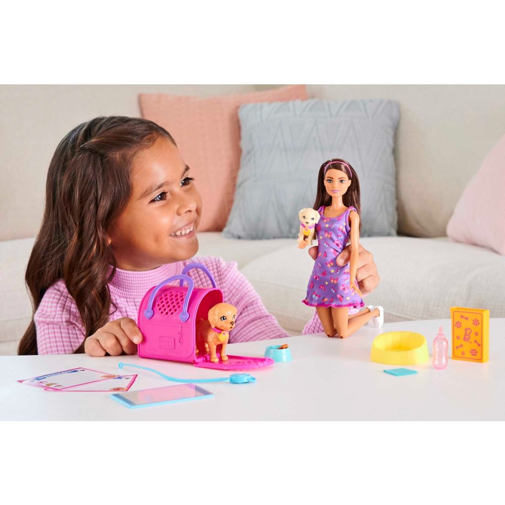 Комплект за игра с кукла, Barbie, Pup Adoption, HKD86