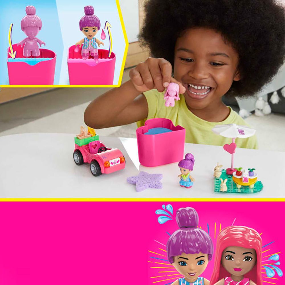 Комплект за игра с мини кукли изненада, Mega Bloks, Barbie Color Reveal, Road Trip, HKF90
