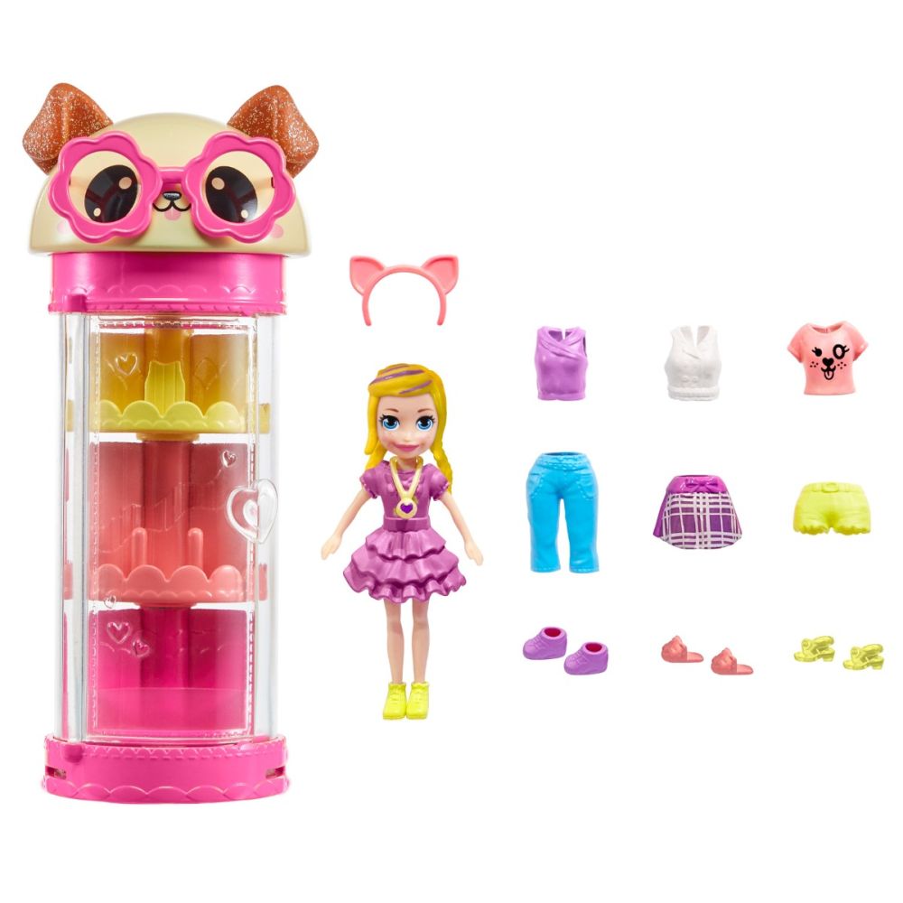 Мини модна кукла с резервни дрехи и обувки Polly Pocket, HKW06