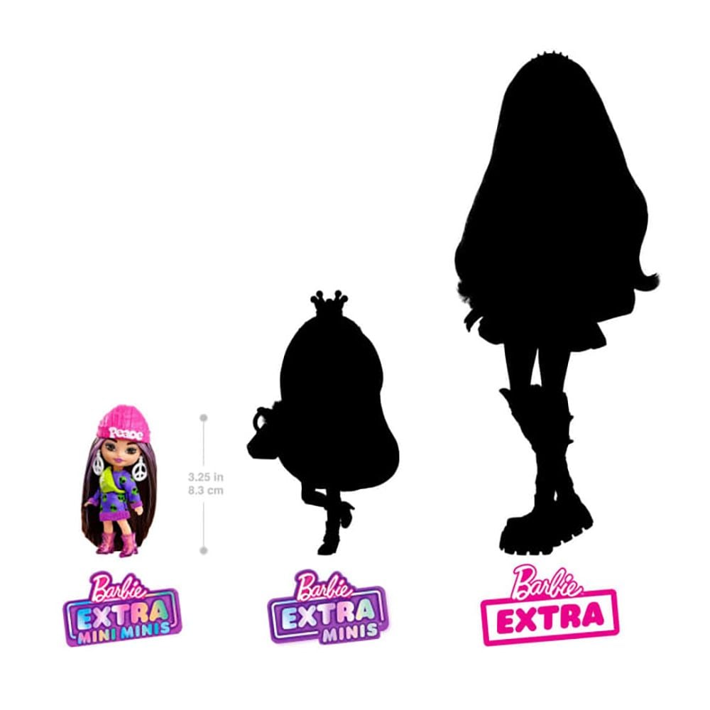 Кукла Barbie Extra Mini Minis с коса и аксесоари, 8 см, HLN48