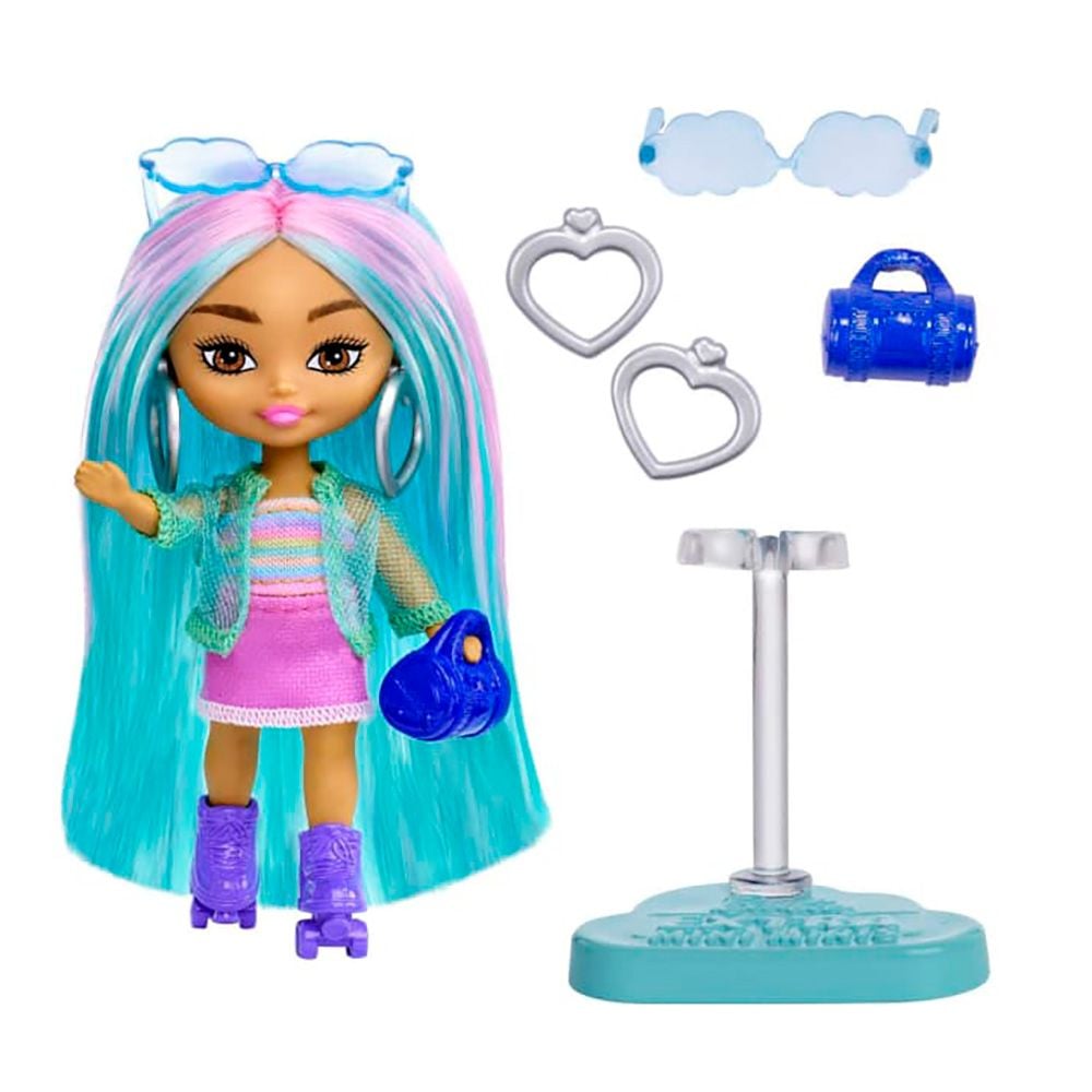 Кукла Barbie Extra Mini Minis с коса и аксесоари, 8 см, HLN45