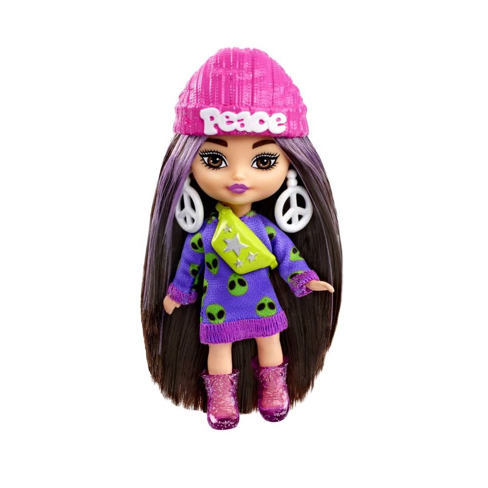 Кукла Barbie Extra Mini Minis с коса и аксесоари, 8 см, HLN46