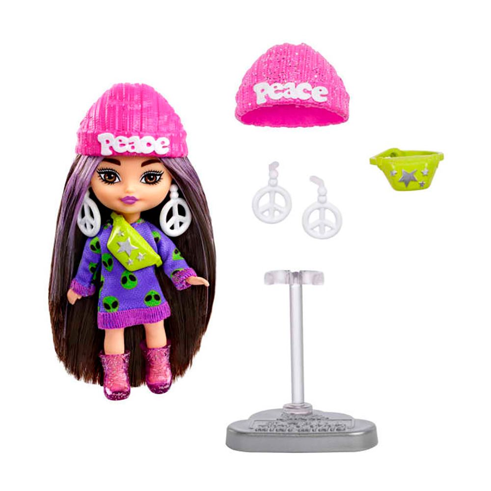 Кукла Barbie Extra Mini Minis с коса и аксесоари, 8 см, HLN46