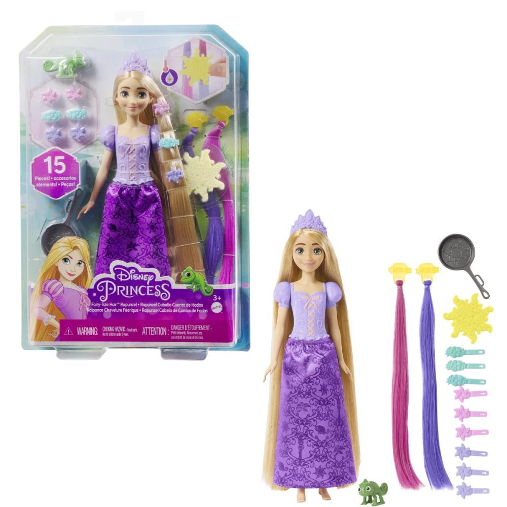 Кукла с аксесоари за коса, Disney Princess, Рапунцел, HLW18