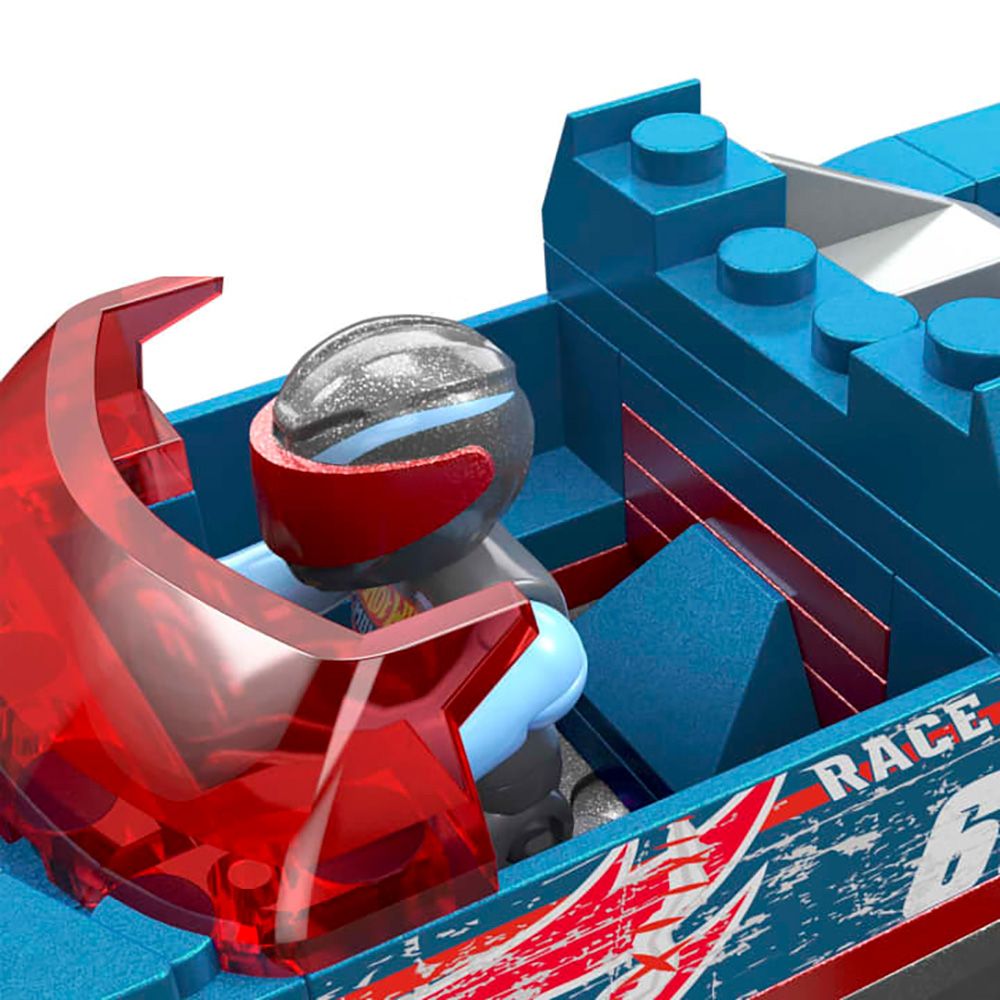 Строителен комплект с високопроходим автомобил, Hot Wheels, Monster Truck, Smash и Crash Race Ace, 85 части, HMM49