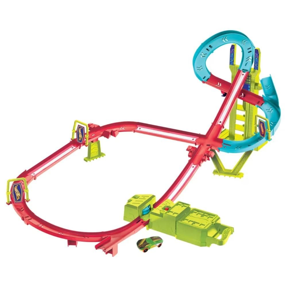 Комплект за игра писта с количка, Hot Wheels, Neon Speeders, Skyscraper Speed Circuit Track, HPC07