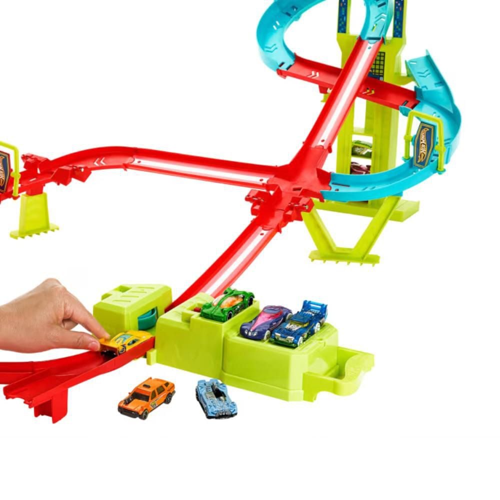 Комплект за игра писта с количка, Hot Wheels, Neon Speeders, Skyscraper Speed Circuit Track, HPC07