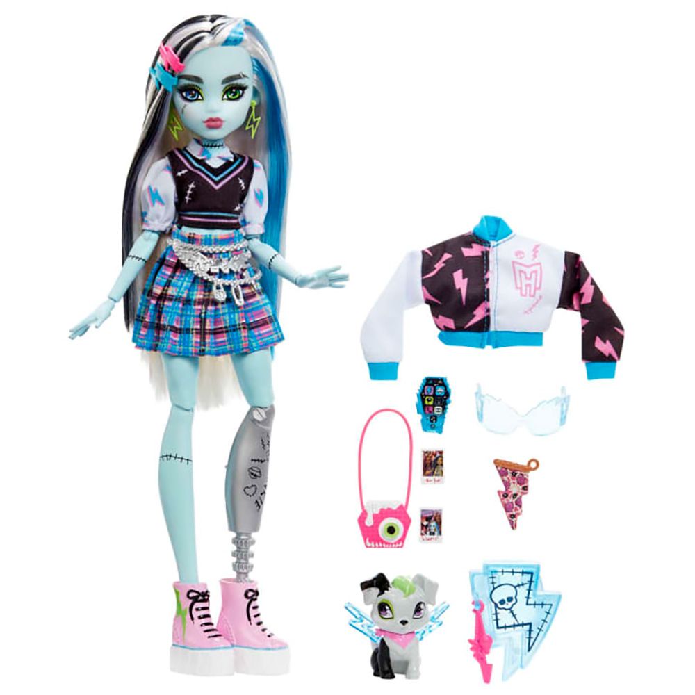 Кукла Monster High Frankie Stein с домашен любимец и аксесоари, HHK53